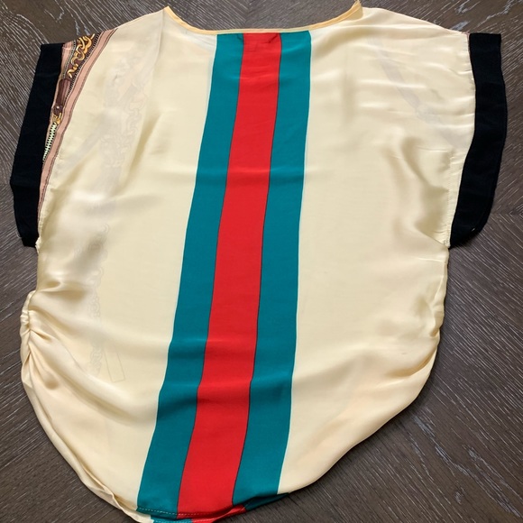 💟Cream, red, green striped scarf top - Picture 8 of 8